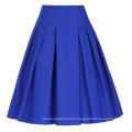 Grace Karin Women's High Stretchy Vintage Retro Blue A-Line saia curta CL010451-3